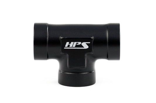 HPS Performance Products NPT Female Tee Coupler Adapter, Aluminum, Black