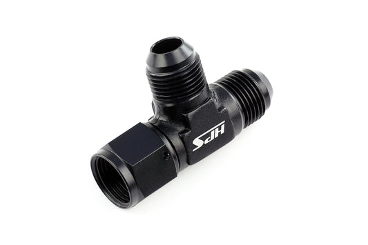 HPS Performance Products AN Male with AN Female on Run Tee Fitting Adapter, Aluminum, Black