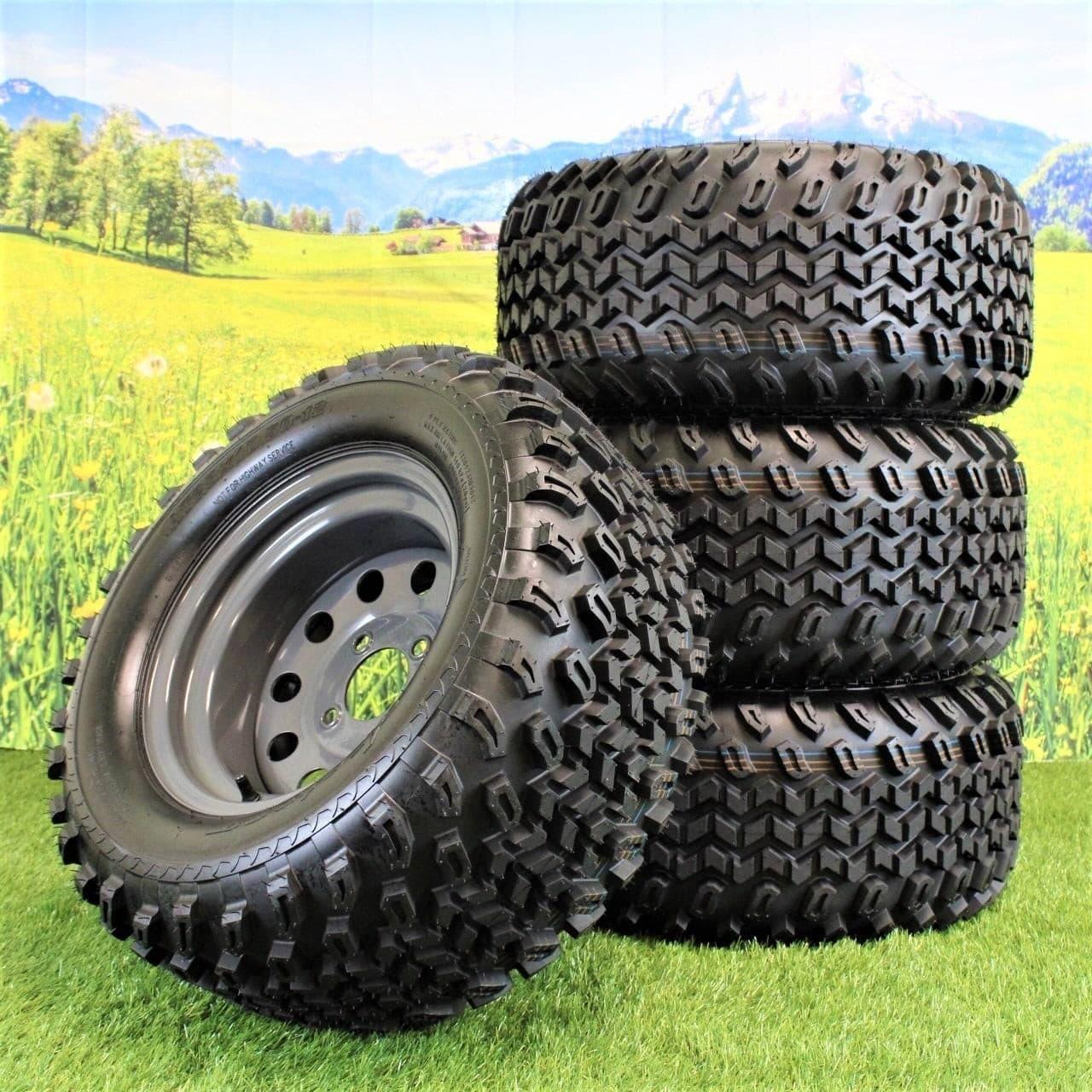(Qty: 1) 23x10.50-12 4 Ply Golf/ATVUTV/RTV Tires & Charcoal Grey Wheels ATW-013
