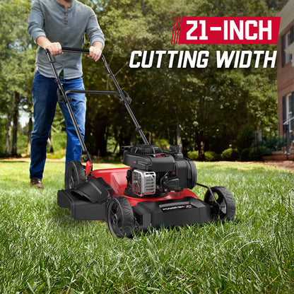 PowerSmart 21" 125cc Gas Push 2-1 Lawn Mower w/ Briggs & Stratton 300E Engine