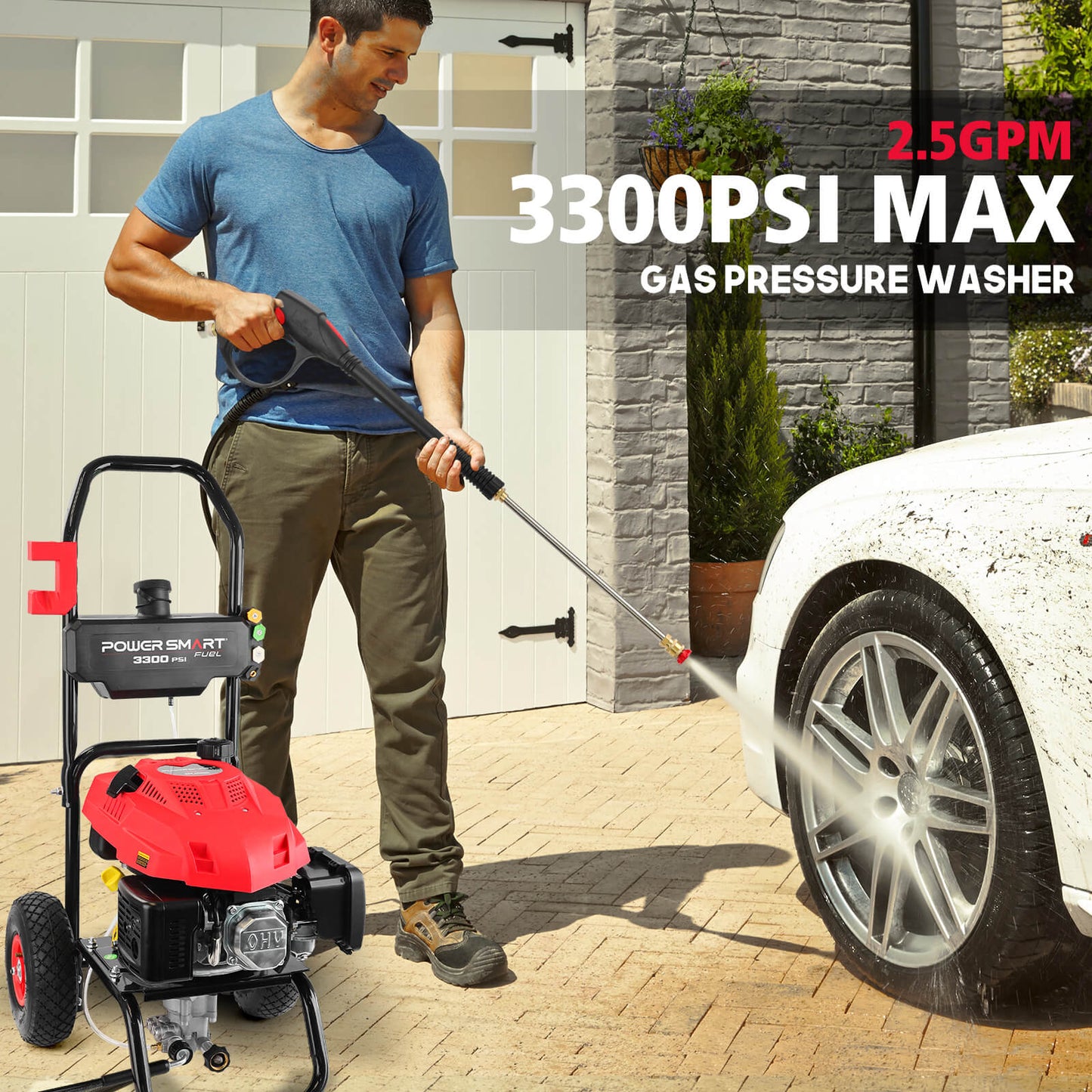 PowerSmart 3300PSI 2.5GPM 201cc Gas Pressure Washer DB1050