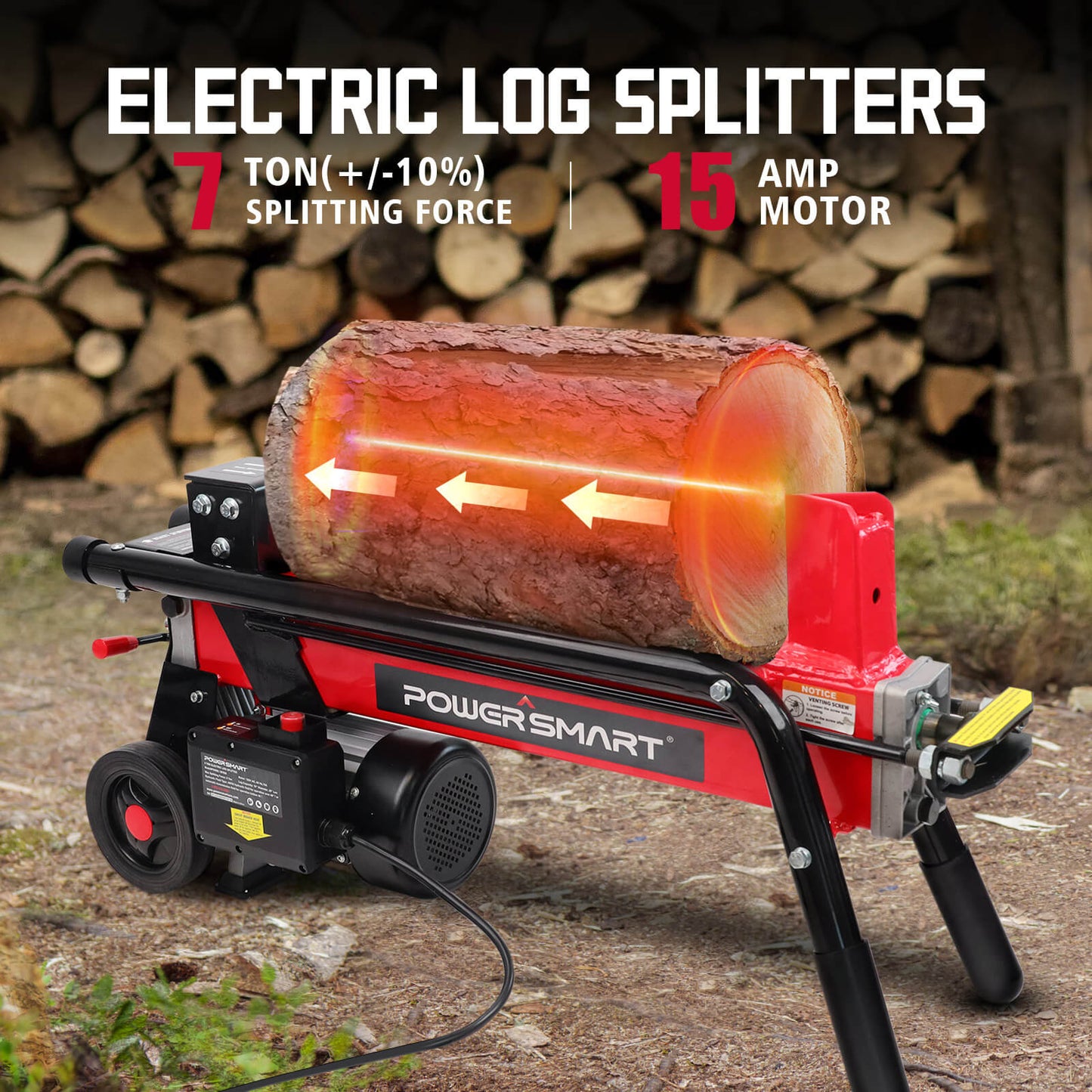 PowerSmart 7-Ton 15Amp Electric Wood Log Splitter DB6407