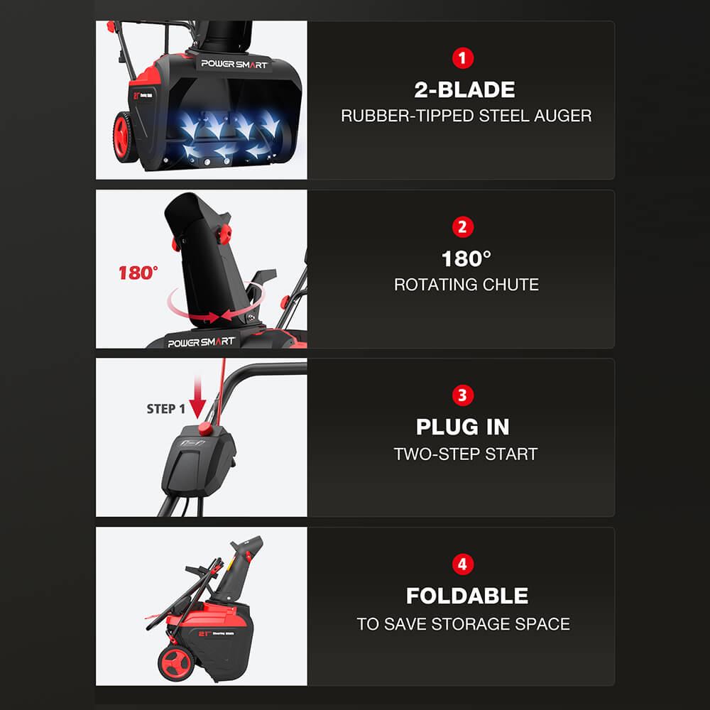 PowerSmart 21'' 15A Single Stage Electric Snow Blower w/ LED Light DB7521