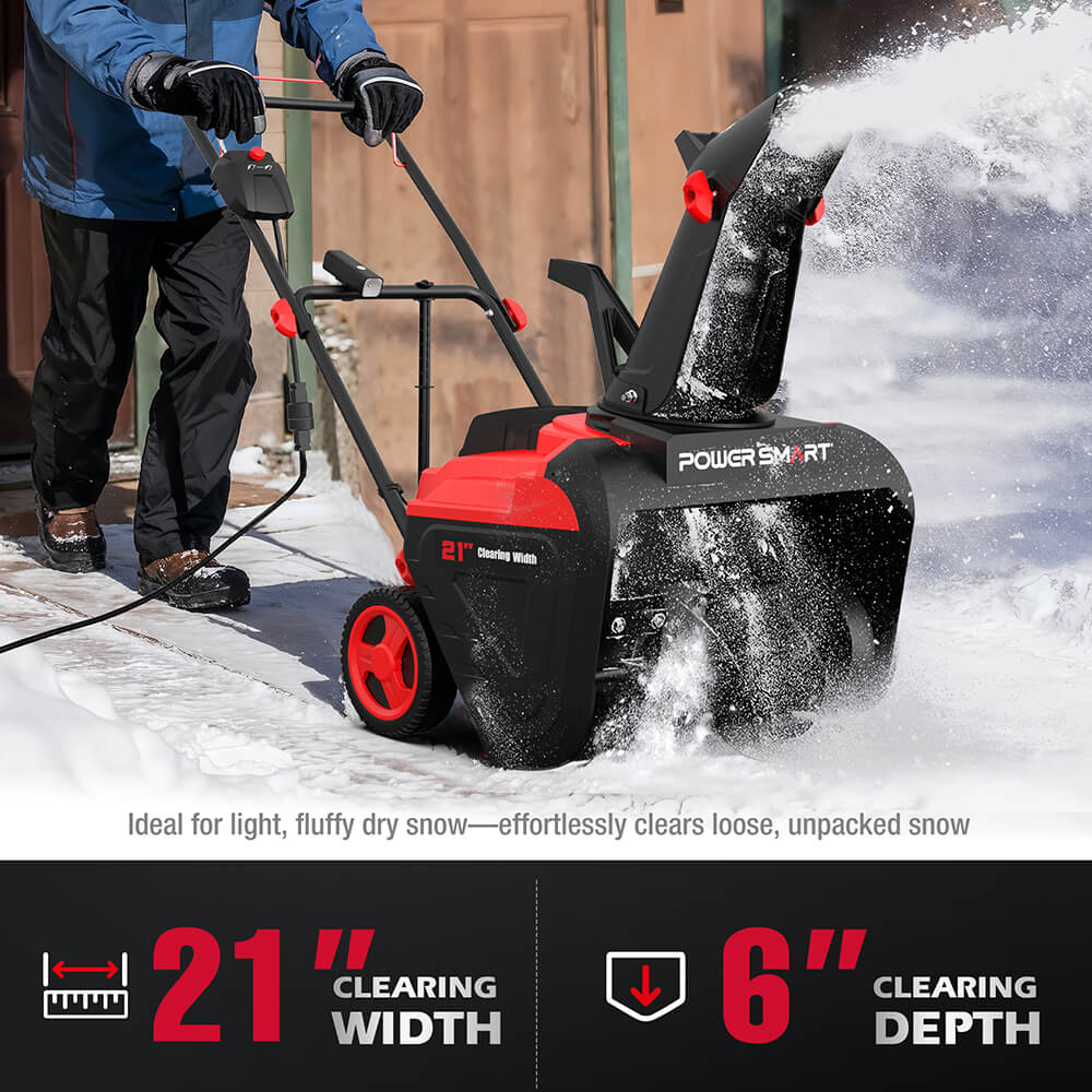 PowerSmart 21'' 15A Single Stage Electric Snow Blower w/ LED Light DB7521