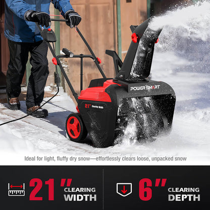 PowerSmart 21'' 15A Single Stage Electric Snow Blower w/ LED Light DB7521