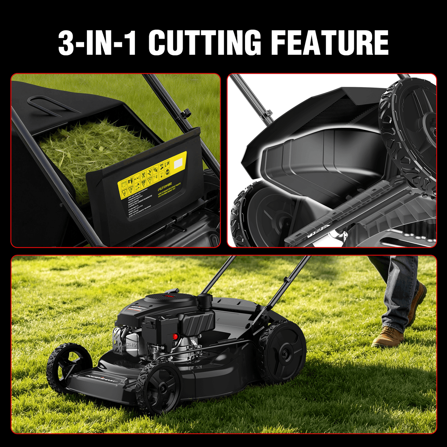 PowerSmart 22" 170cc Gas Self-Propelled 3-in-1 Lawn Mower V8622S