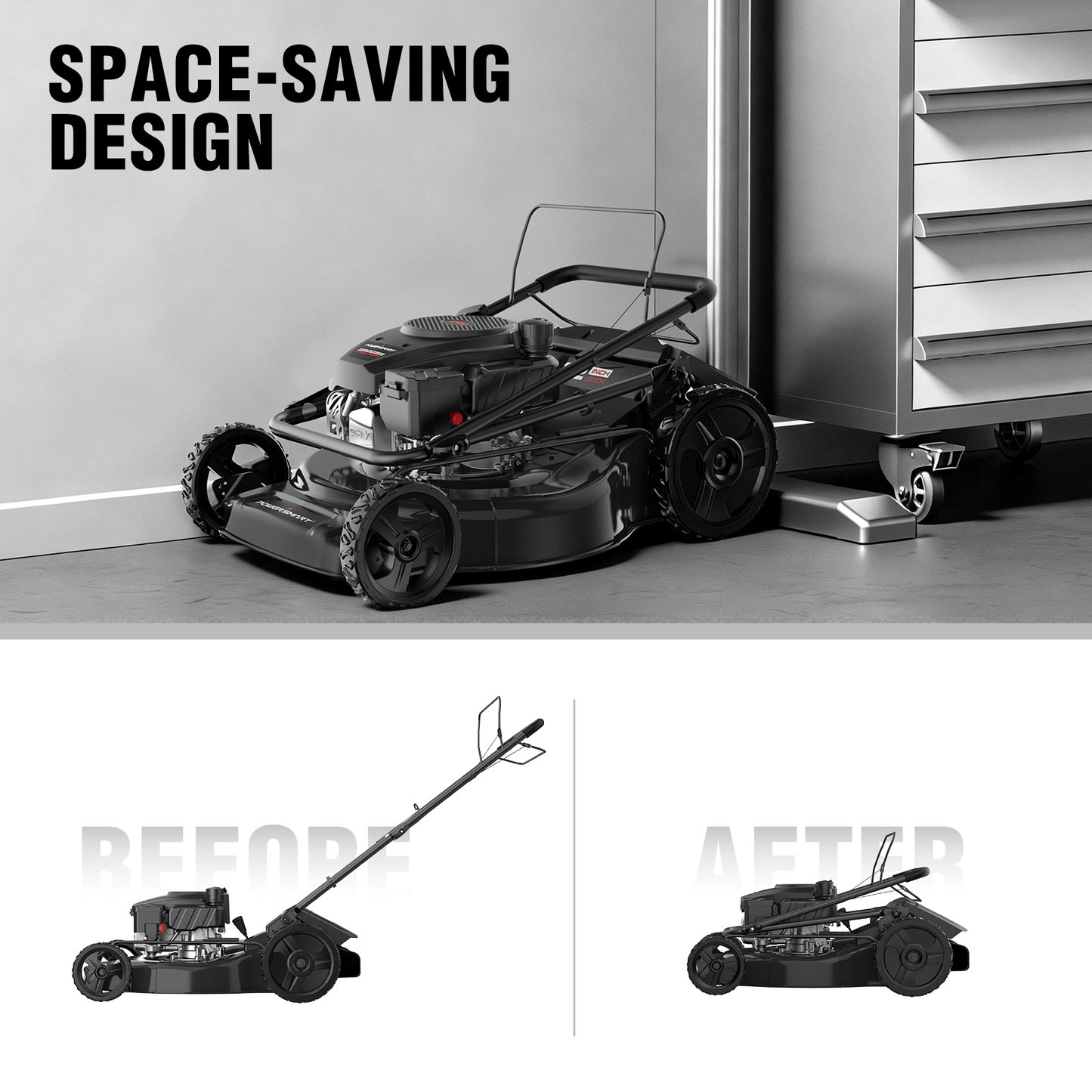 PowerSmart 22" 170cc Gas Self-Propelled 3-in-1 Lawn Mower V8622S