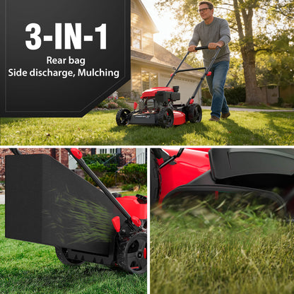PowerSmart 17" 144cc Gas Push 3-in-1 Lawn Mower DV8618P/V8617P