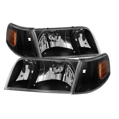 Spyder Xtune Crown Victoria 98-11 Crystal Headlights w/ Corner Lights Set Black