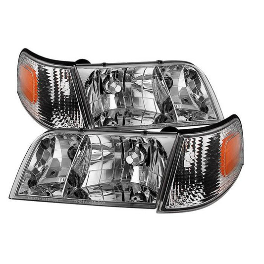 SPYDER Xtune Crown Victoria 98-11 Crystal Headlights w/ Corner Lights Set Chrome HD-JH-CRVI98-SET-C 9031038