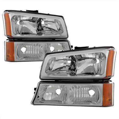 Spyder Xtune Chevy Silverado 2500HD 03-06 Crystal Headlights w/ Bumper Lights Chrome
