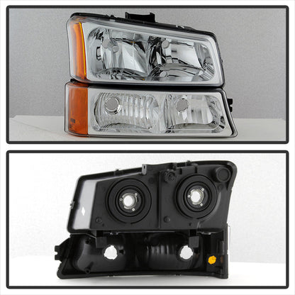 Spyder Xtune Chevy Silverado 2500HD 03-06 Crystal Headlights w/ Bumper Lights Chrome