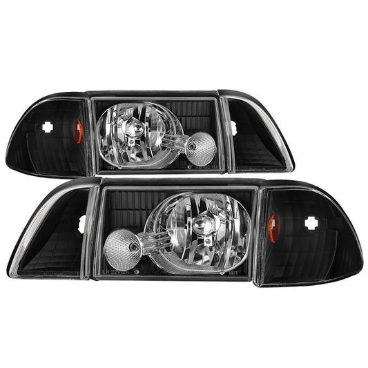 SPYDER xTune Ford Mustang 87-93 OEM style Headlights 6pcs Amber - Black HD-JH-FM87-6PC-AM-BK 9035265