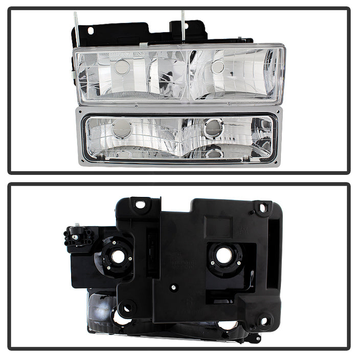 Spyder Xtune GMC Yukon 94-99 Headlights w/ Corner & Parking Lights 8pcs Sets -Chrome