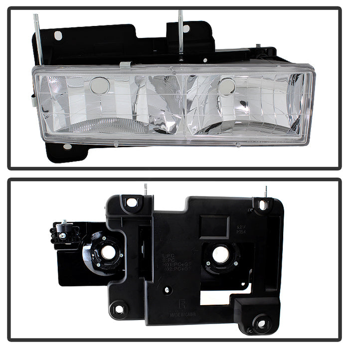 Spyder Xtune GMC Yukon 94-99 Headlights w/ Corner & Parking Lights 8pcs Sets -Chrome