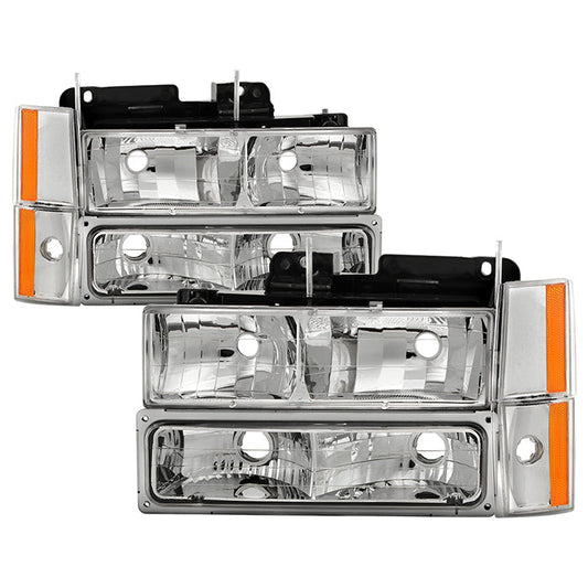 SPYDER Xtune GMC Yukon 92-93 Crystal Headlights w/ Corner & Bumper Chrome HD-JH-GMCCK88-AM-C-SET 5077424