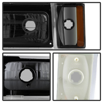 SPYDER Xtune GMC Yukon 92-93 Crystal Headlights w/ Corner & Bumper Smoke HD-JH-GMCCK88-AM-SM-SET 5073525