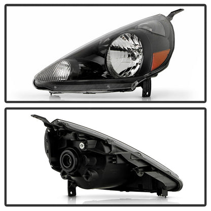 SPYDER 07-08 Honda Fit Halogen OE Headlights - Black (HD-JH-HFIT07-OE-BK-SET) 9958533