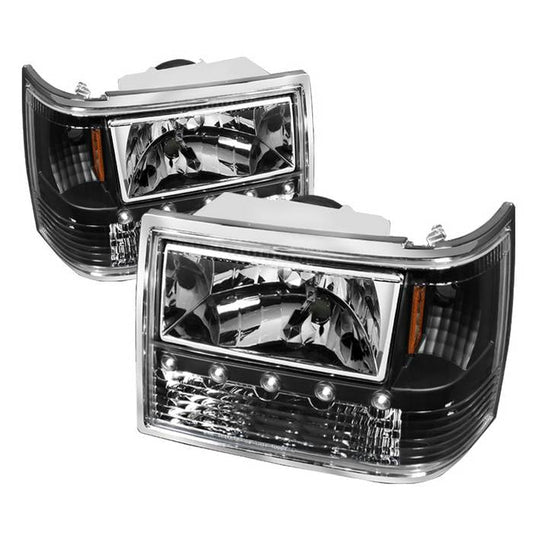 SPYDER Xtune Jeep Grand Cherokee 93-98 1Pc Crystal Headlights Black HD-ON-JGC93-1PC-LED-BK 5017666