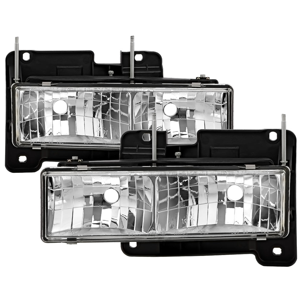 Spyder Chevy C/K Series 1500/2500 88-99/Chevy Tahoe 95-99Crystal Glass Headlights Chrm