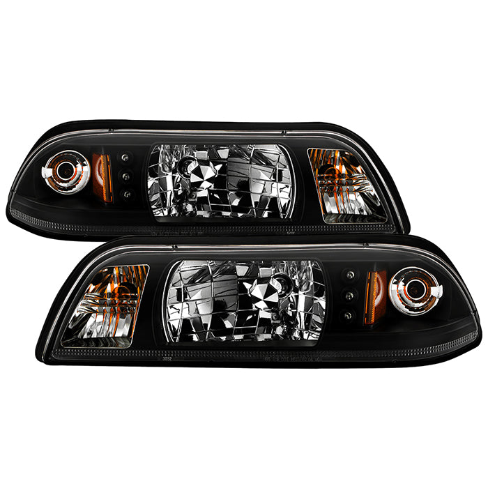 Spyder Ford Mustang 87-93 1PC LED (Replaceable LEDs)Crystal Headlights Black — 1RZU4
