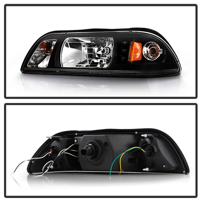 Spyder Ford Mustang 87-93 1PC LED (Replaceable LEDs)Crystal Headlights Black — 1RZU4