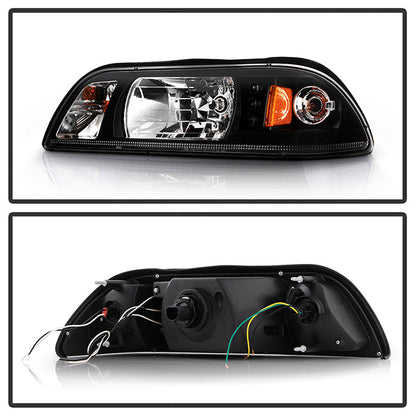 Spyder Ford Mustang 87-93 1PC LED (Replaceable LEDs)Crystal Headlights Black — 1RZU4