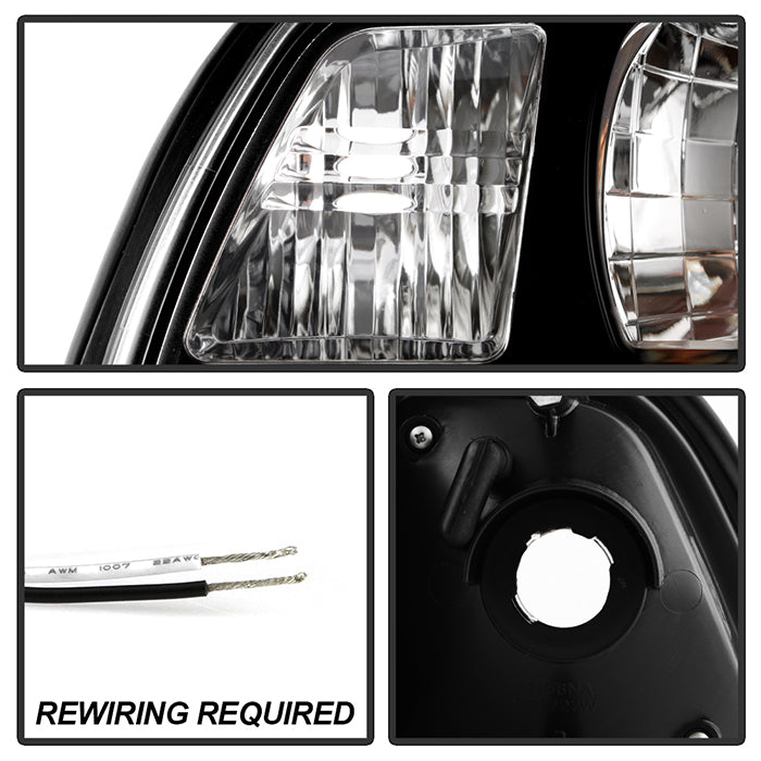 Spyder Ford Mustang 87-93 1PC LED (Replaceable LEDs)Crystal Headlights Black — 1RZU4