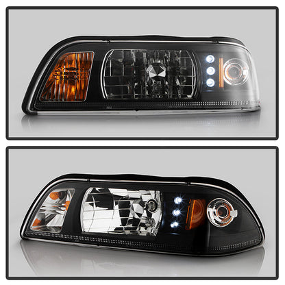 Spyder Ford Mustang 87-93 1PC LED (Replaceable LEDs)Crystal Headlights Black — 1RZU4