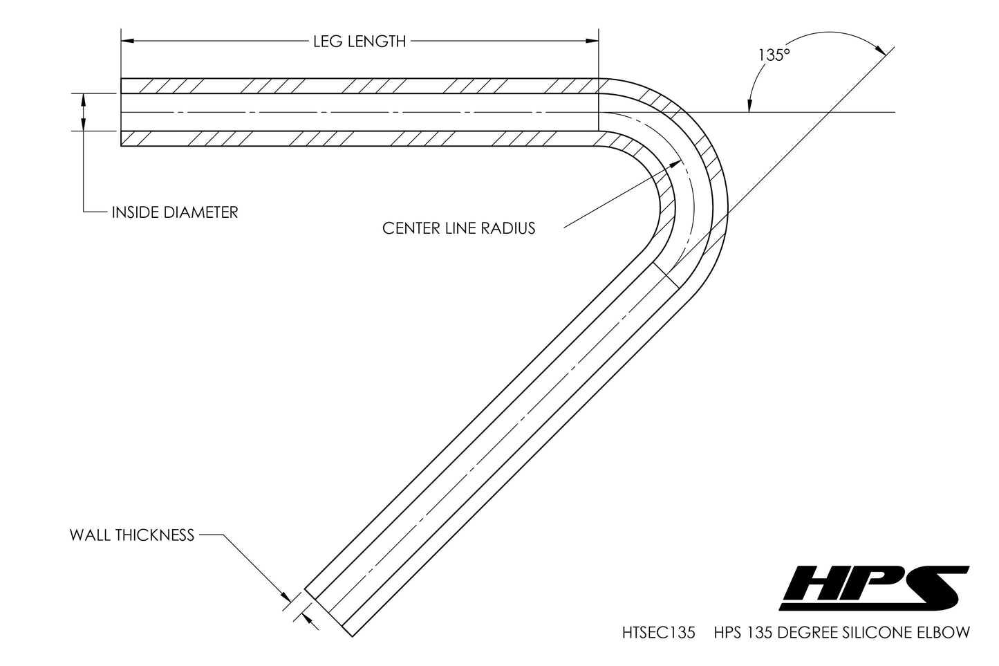 HPS Performance Products HPS 2-3/4" Silicone 135 Degree Elbow Coupler Hose, High Temp 4-ply Reinforced (70mm ID)