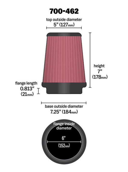 Airaid Universal Air Filter - Cone 6 x 7-1/4 x 5 x 7 700-462