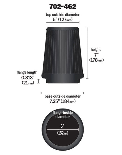 Airaid Universal Air Filter - Cone 6 x 7-1/4 x 5 x 7 702-462