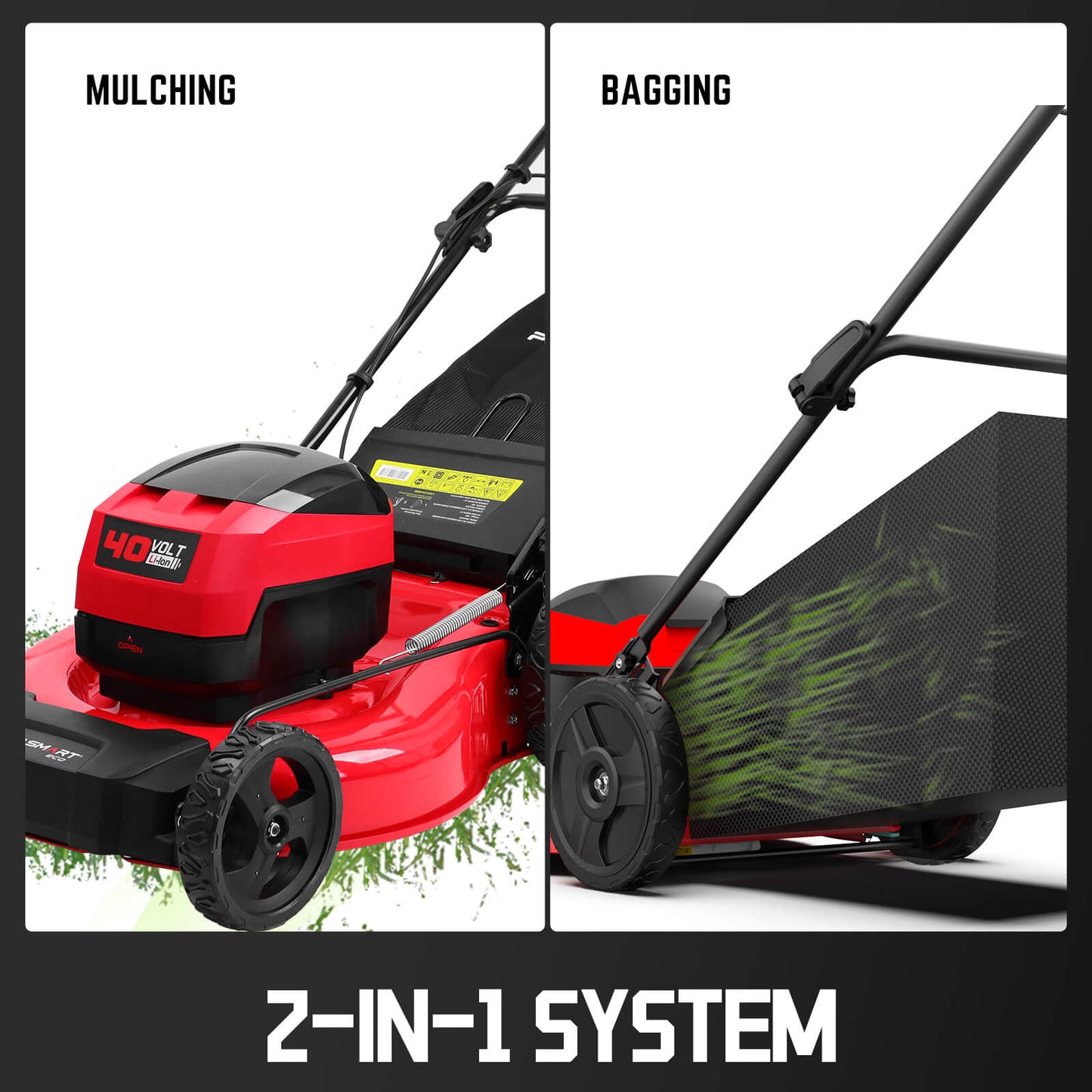 PowerSmart 40V 21" Cordless Push Lawn Mower w/ Two 40V Batteries MB2400B