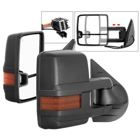 SPYDER xTune Chevy Silverado 07-13 Heated Amber LED Signal Telescoping Mirrors MIR-CSIL07S-G2-PWH-AM-SET 9936692