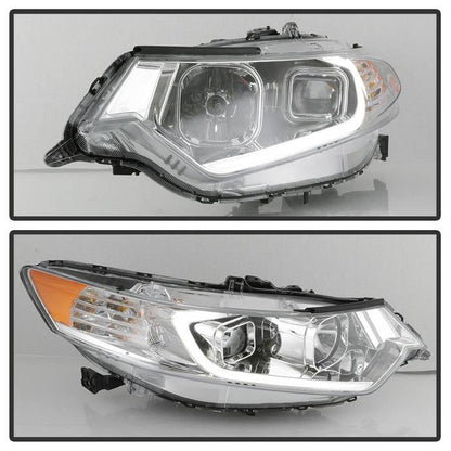 SPYDER xTune 09-14 Acura Projector Headlights - Light Bar DRL - Chrome (PRO-JH-ATSX09-LB-C) 9042225