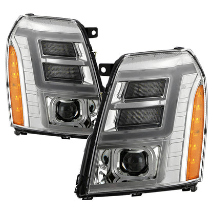 Spyder xTune 07-14 Cadillac Escalade LED DRL Projector Headlights – Chrome