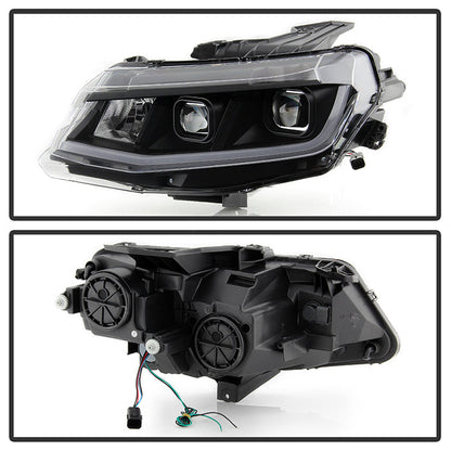 SPYDER xTune 16-18 Chevrolet Camaro Halogen Only Proj Headlights w/ DRL Tube - Black - PRO-JH-CCAM16-LB-BK 9047473