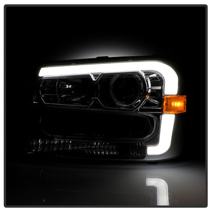 SPYDER xTune 02-09 Chevrolet Trailblazer Projector Headlights Light Bar DRL - Chrome (PRO-JH-CTB02-LBDRL-C) 9050756