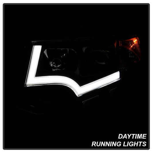 SPYDER xTune 11-14 Ford Edge DRL Light Bar Projector Headlights - Black PRO-JH-FEDGE11-LB-BK 9045301