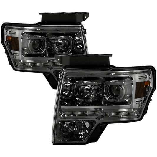 SPYDER Xtune Ford F150 09-14 Projector Headlights Halogen Model Only LED Halo Smoked PRO-JH-FF15009-CFB-SM 9032257