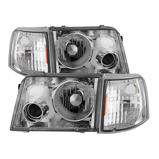 SPYDER Xtune Ford Ranger 93-97 Projector Headlights w/ Corner Lights Chrome PRO-JH-FR93-SET-C 9029394
