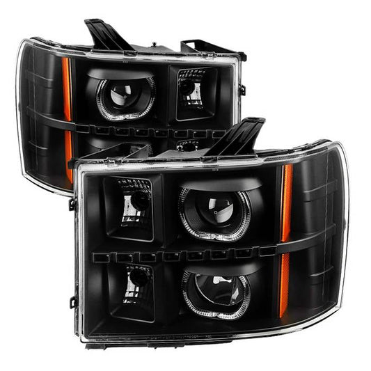 SPYDER Xtune GMC Sierra 1500/2500/3500 07-13 Projector Headlights LED Halo Black PRO-JH-GSIE07-CFB-BK 9032264