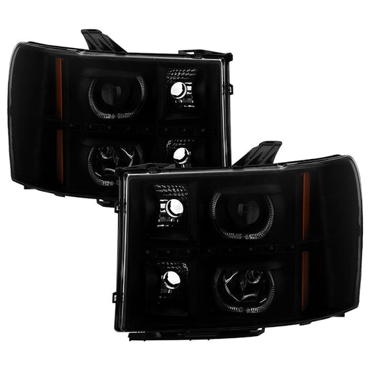 SPYDER Xtune GMC Sierra 2500/3500HD 07-13 Projector Headlights LED Halo- Black Smoked PRO-JH-GSIE07-CFB-BSM 9032271