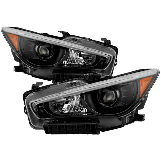 SPYDER xTune 14-17 Infiniti Q50 Sedan HID (w/o Adaptive) Projector Headlights Black PRO-JH-IQ5014-4D-AM-BK 9946301