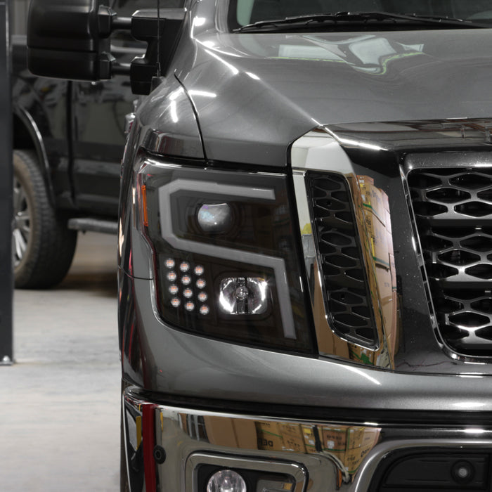 Xtune Nissan Titan (Halogen Only) 06-20 Projector Headlights Black Pro-Jh-NTI16-Lbbrl-Bk