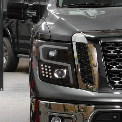 Xtune Nissan Titan (Halogen Only) 06-20 Projector Headlights Black Pro-Jh-NTI16-Lbbrl-Bk