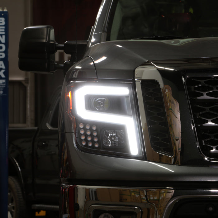 Xtune Nissan Titan (Halogen Only) 06-20 Projector Headlights Black Pro-Jh-NTI16-Lbbrl-Bk