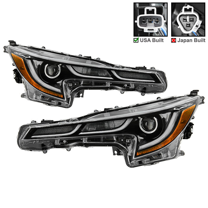 xTune US Built Toyota Corolla 18-20 L LE LED Proj Headlights-SE Style Black