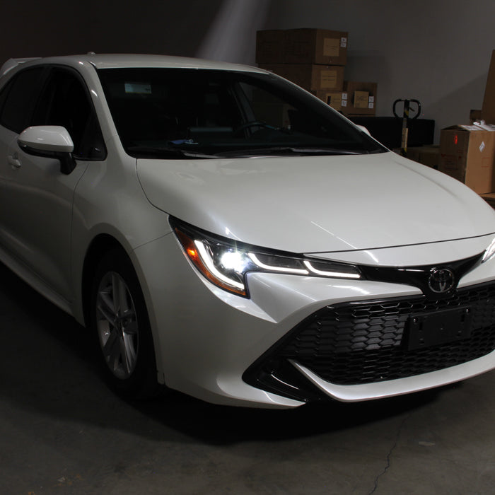 xTune US Built Toyota Corolla 18-20 L LE LED Proj Headlights-SE Style Black
