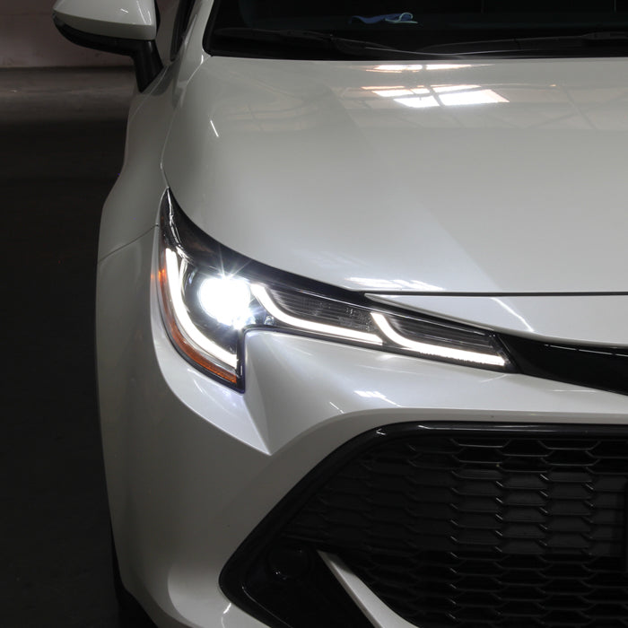 xTune US Built Toyota Corolla 18-20 L LE LED Proj Headlights-SE Style Black